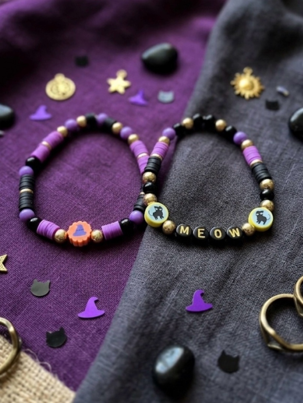 Halloween Meow Stacking Bracelets (set of 2)